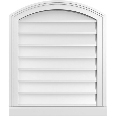 Ekena Millwork Arch Top Surface Mount PVC Gable Vent: Functional, w/ 2"W x 2"P Brickmould Sill Frame, 22"W x 26"H GVPAR22X2603SF